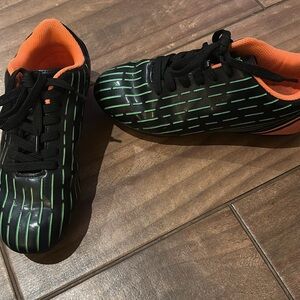 Black and Green Striped Athletic Shoes